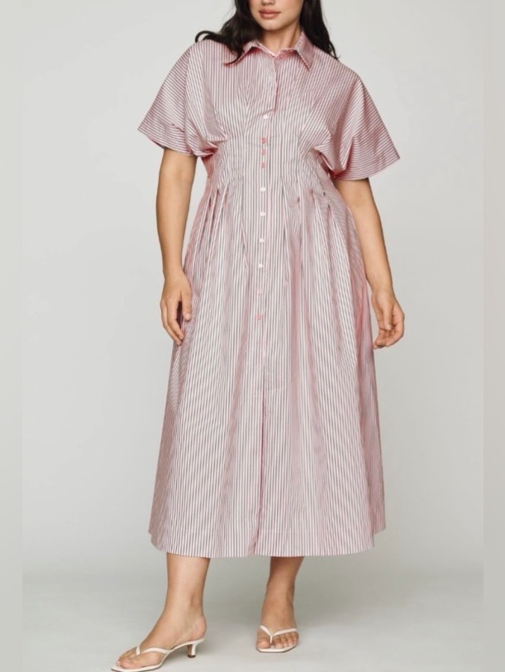 Anthropologie The Tobie Pinstripe Maxi Shirt Dress by Exquise, Size 1X